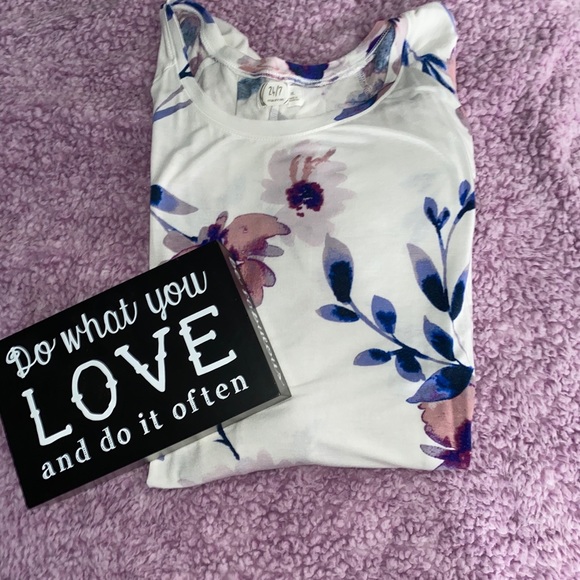 Maurices Tops - maurices Floral, Lace-Up Back Jersey Shirt